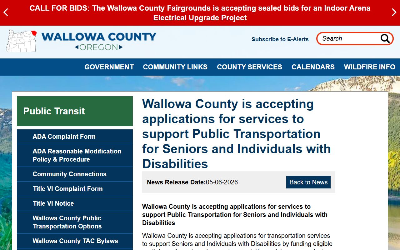 Wallowa County court clerk records public transportation context