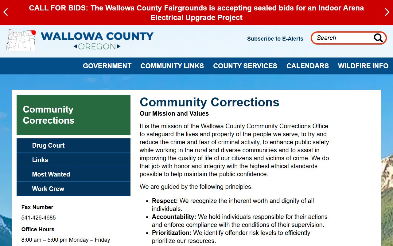 Wallowa County arrest records and court charges community corrections
