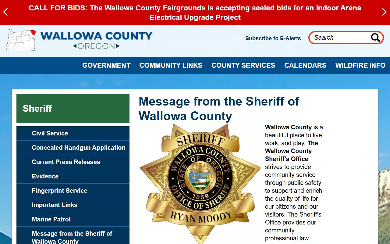Wallowa County arrest records sheriff service message