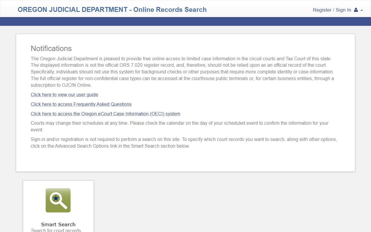Wallowa County court records OJD Smart Search portal