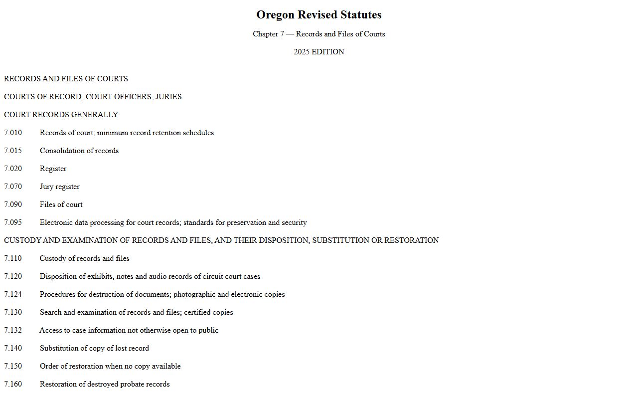 Wallowa County court records ORS Chapter 7 court records source
