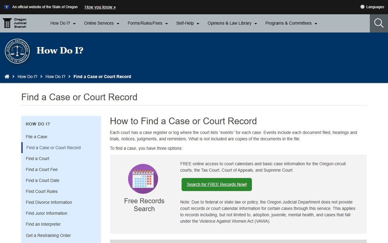 Wallowa County court records OJD find court records guidance