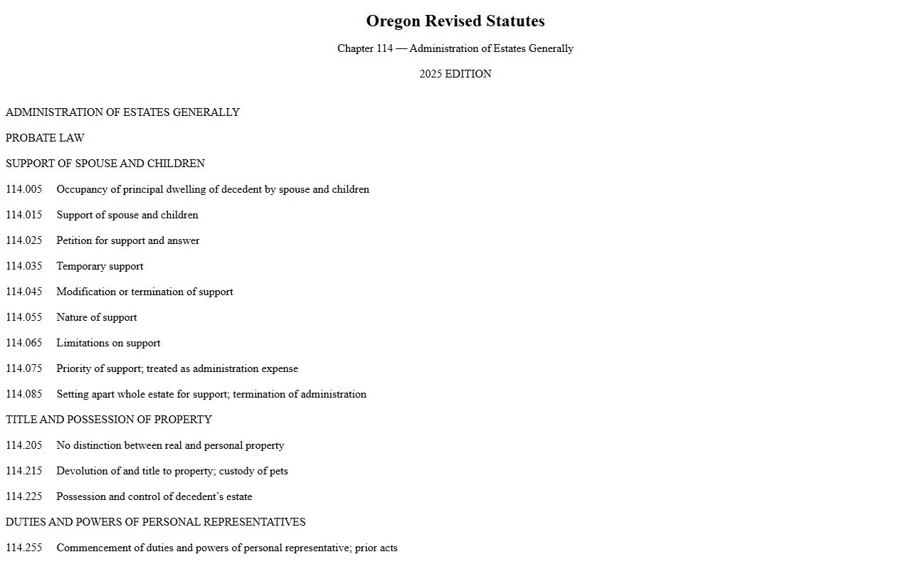 Wallowa County probate records ORS Chapter 114 probate statutes