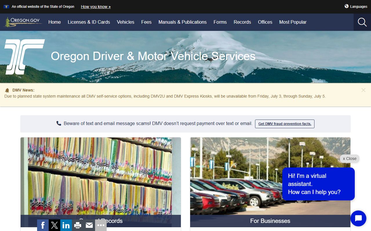 Wallowa County traffic court records Oregon DMV records page