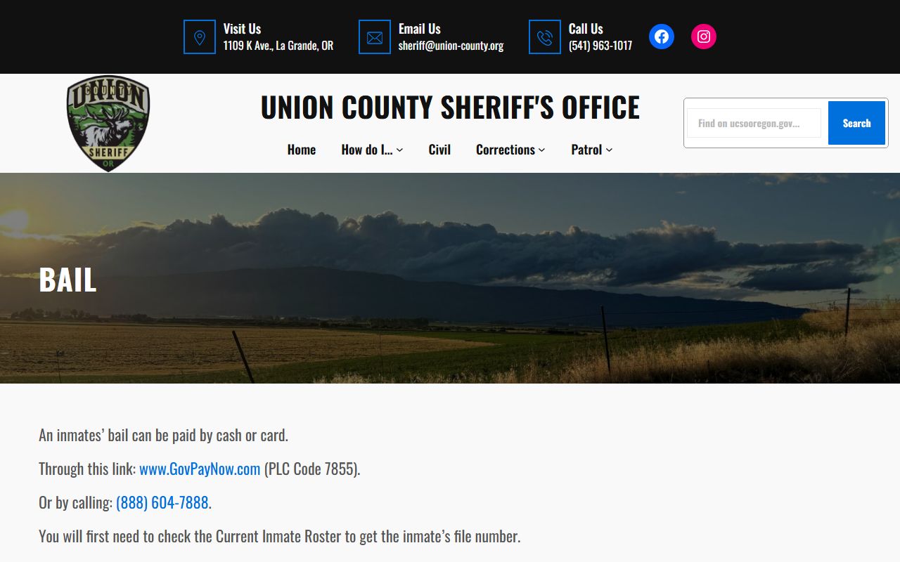 Wallowa County warrant records Union County bail page